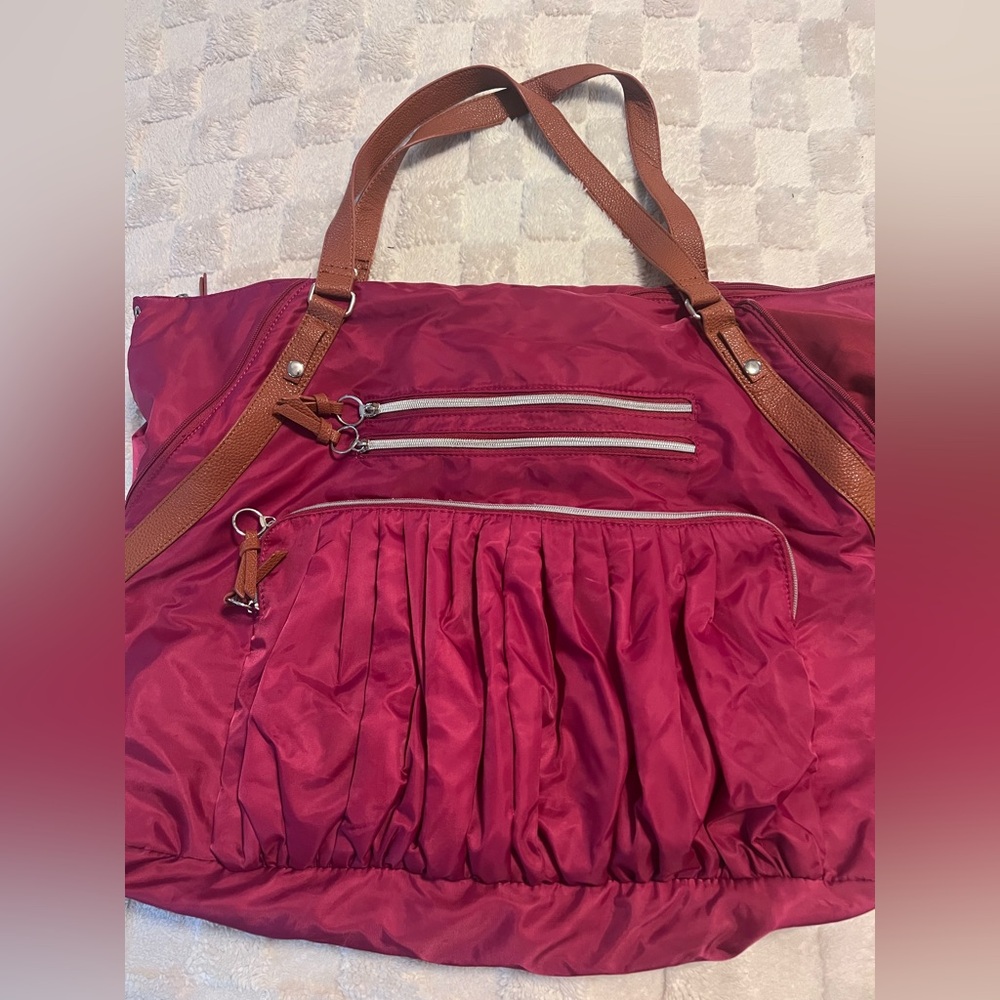 Sondra Roberts Pink Baby Bag with Brown Straps - Picture 2 of 7